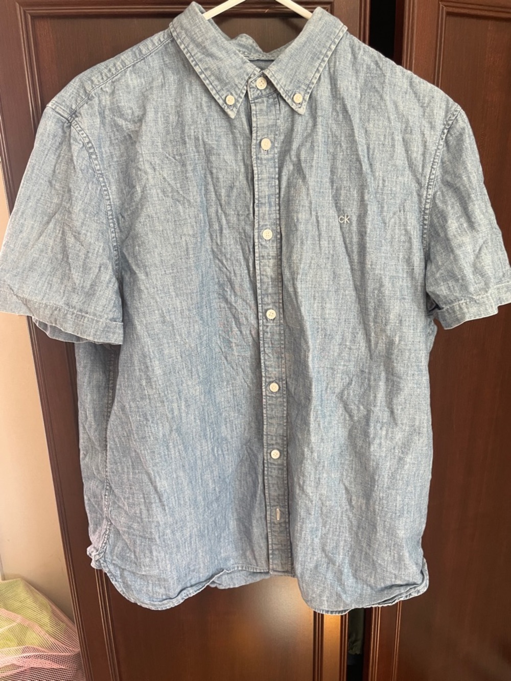 Calvin Klein Light Blue Short-Sleeve Button-Down Shirt